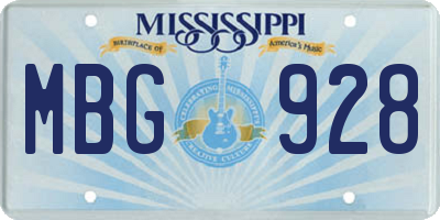 MS license plate MBG928