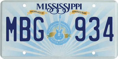 MS license plate MBG934