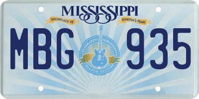 MS license plate MBG935