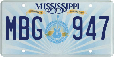 MS license plate MBG947