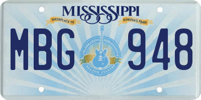 MS license plate MBG948