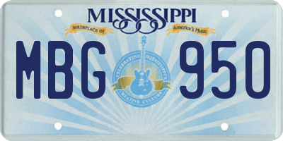 MS license plate MBG950