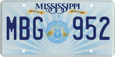 MS license plate MBG952