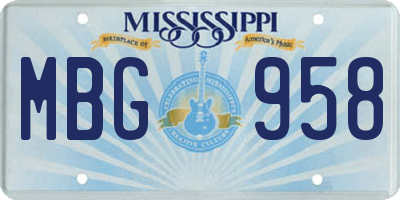 MS license plate MBG958