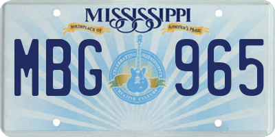 MS license plate MBG965