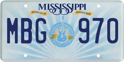 MS license plate MBG970