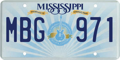 MS license plate MBG971