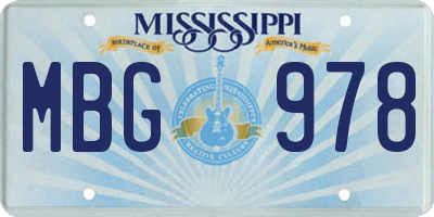 MS license plate MBG978