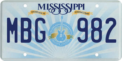 MS license plate MBG982