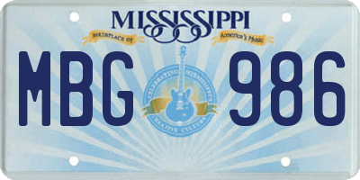 MS license plate MBG986