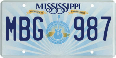 MS license plate MBG987