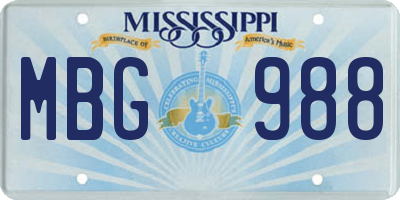 MS license plate MBG988