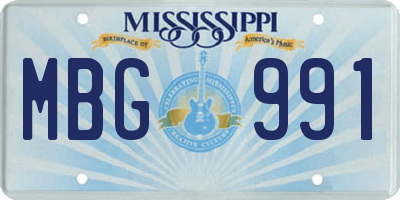 MS license plate MBG991