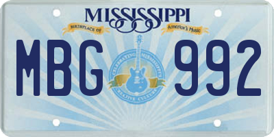 MS license plate MBG992