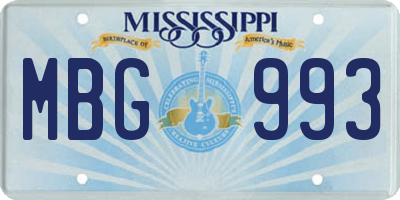 MS license plate MBG993