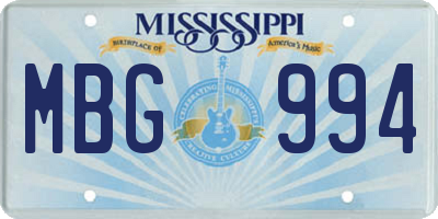 MS license plate MBG994