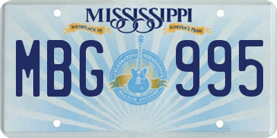 MS license plate MBG995
