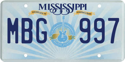 MS license plate MBG997
