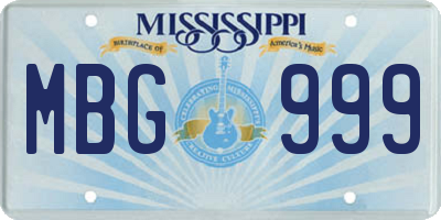 MS license plate MBG999