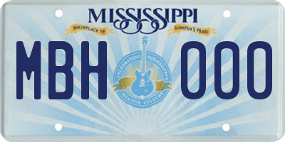 MS license plate MBH000