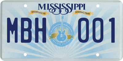 MS license plate MBH001