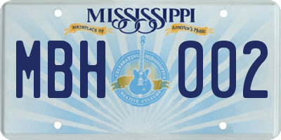 MS license plate MBH002