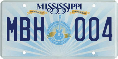 MS license plate MBH004