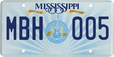 MS license plate MBH005