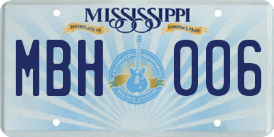 MS license plate MBH006