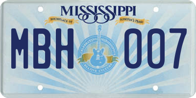 MS license plate MBH007