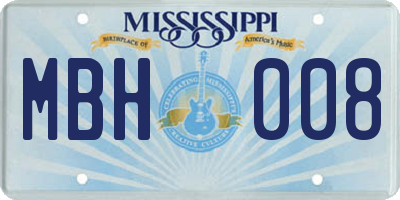 MS license plate MBH008