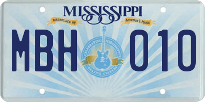 MS license plate MBH010