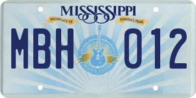 MS license plate MBH012
