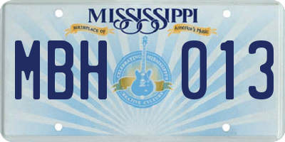 MS license plate MBH013