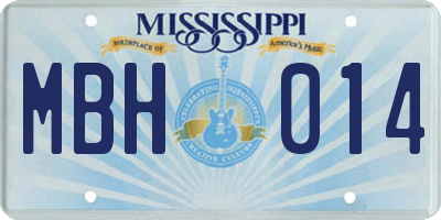 MS license plate MBH014