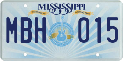 MS license plate MBH015