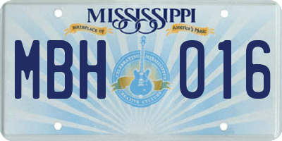 MS license plate MBH016