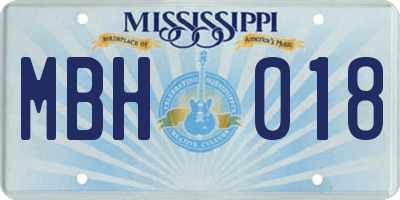 MS license plate MBH018