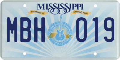 MS license plate MBH019