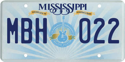 MS license plate MBH022