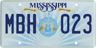 MS license plate MBH023