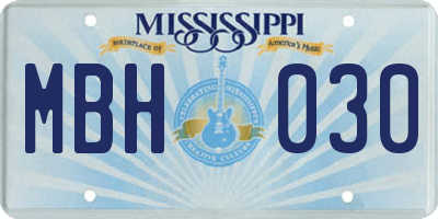 MS license plate MBH030