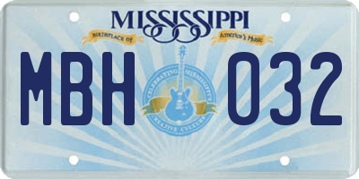 MS license plate MBH032