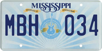 MS license plate MBH034