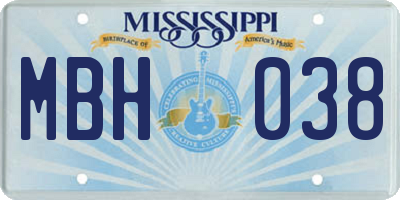MS license plate MBH038