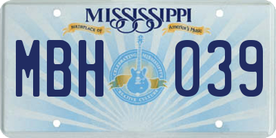 MS license plate MBH039