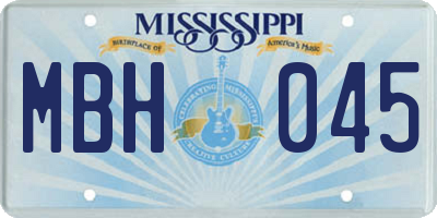 MS license plate MBH045
