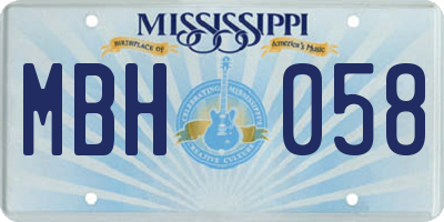 MS license plate MBH058