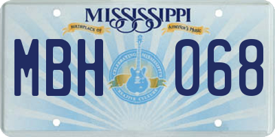 MS license plate MBH068