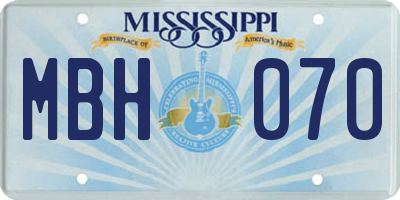 MS license plate MBH070